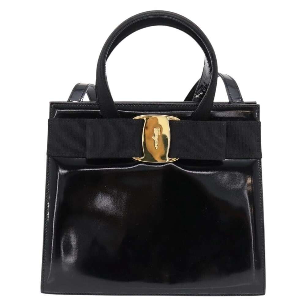 Salvatore Ferragamo Convertible Vara Bow Tote Patent Leather